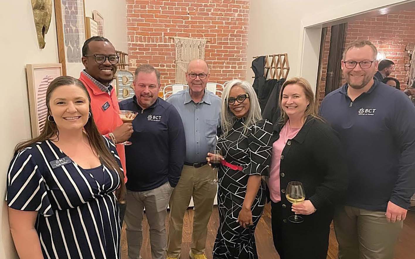 Potomac Bank, formerly Bank of Charles Town, finds value in its advisory board. Pictured, from left: Krystle Burkhart, Tyler Russell, Scott Slick, David Pill, Jamilia Jones-Fleet, Amanda Steiner and Adam Ware.